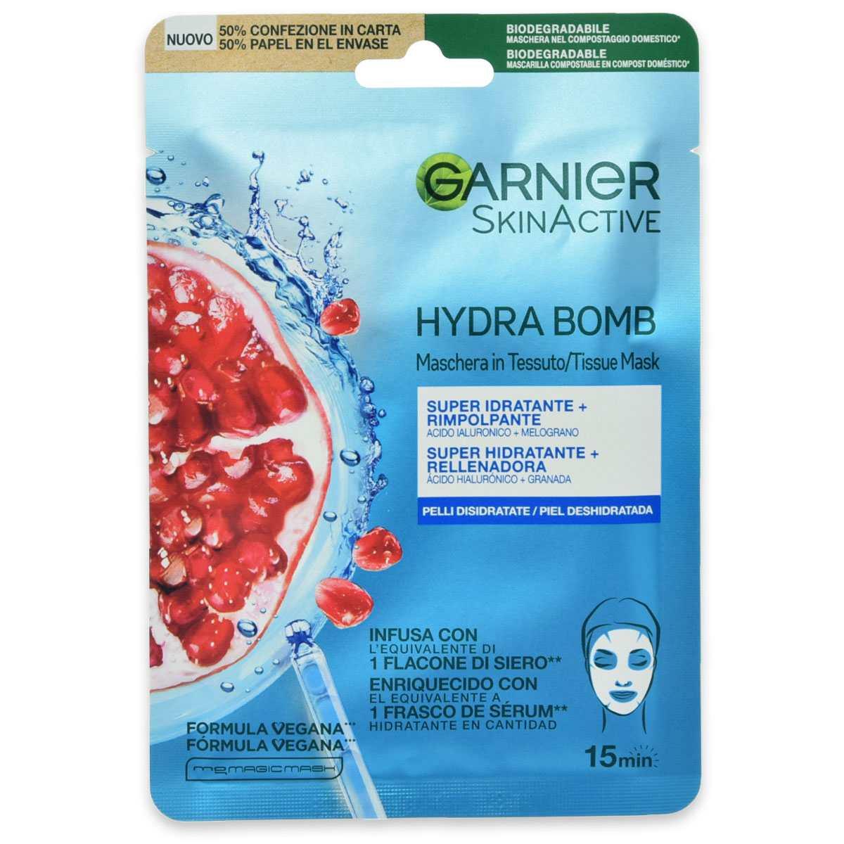 Garnier skin active maschera in tessuto hydra bomb 35 gr energizzante